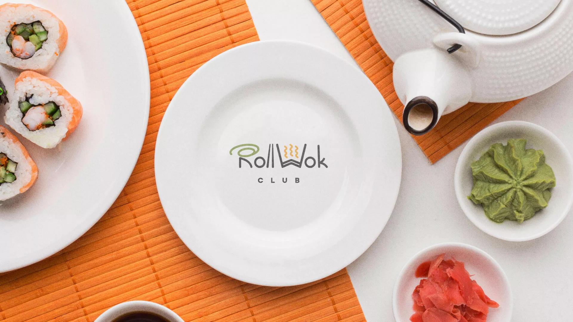 Разработка логотипа и фирменного стиля в Ишимбае для суши-бара «Roll Wok Club»